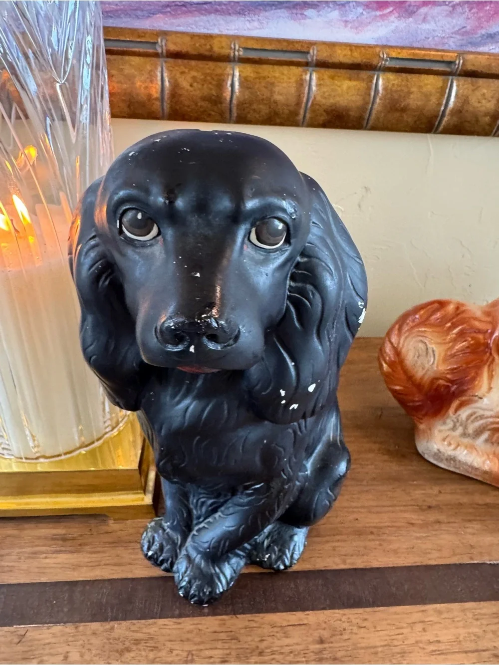 10” tall Black vintage Stafford Decorative Dog Figurine - Classic Pet Decor